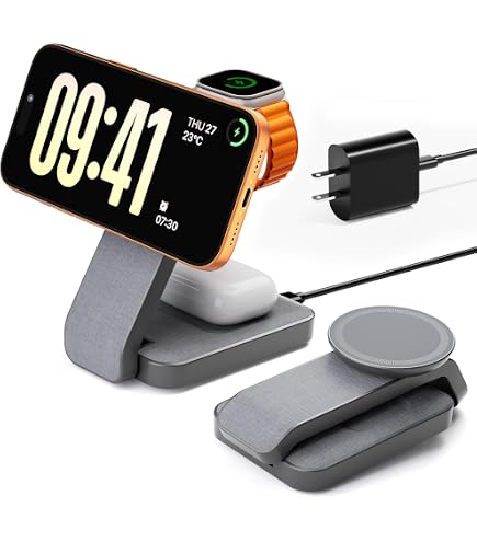 Amazon.co.jp: KEEPRO MagSafe 3in1 ワイヤレス充電器 折り畳み充電
